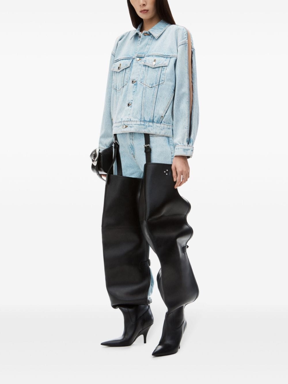 zip-sleeved denim jacket - 2