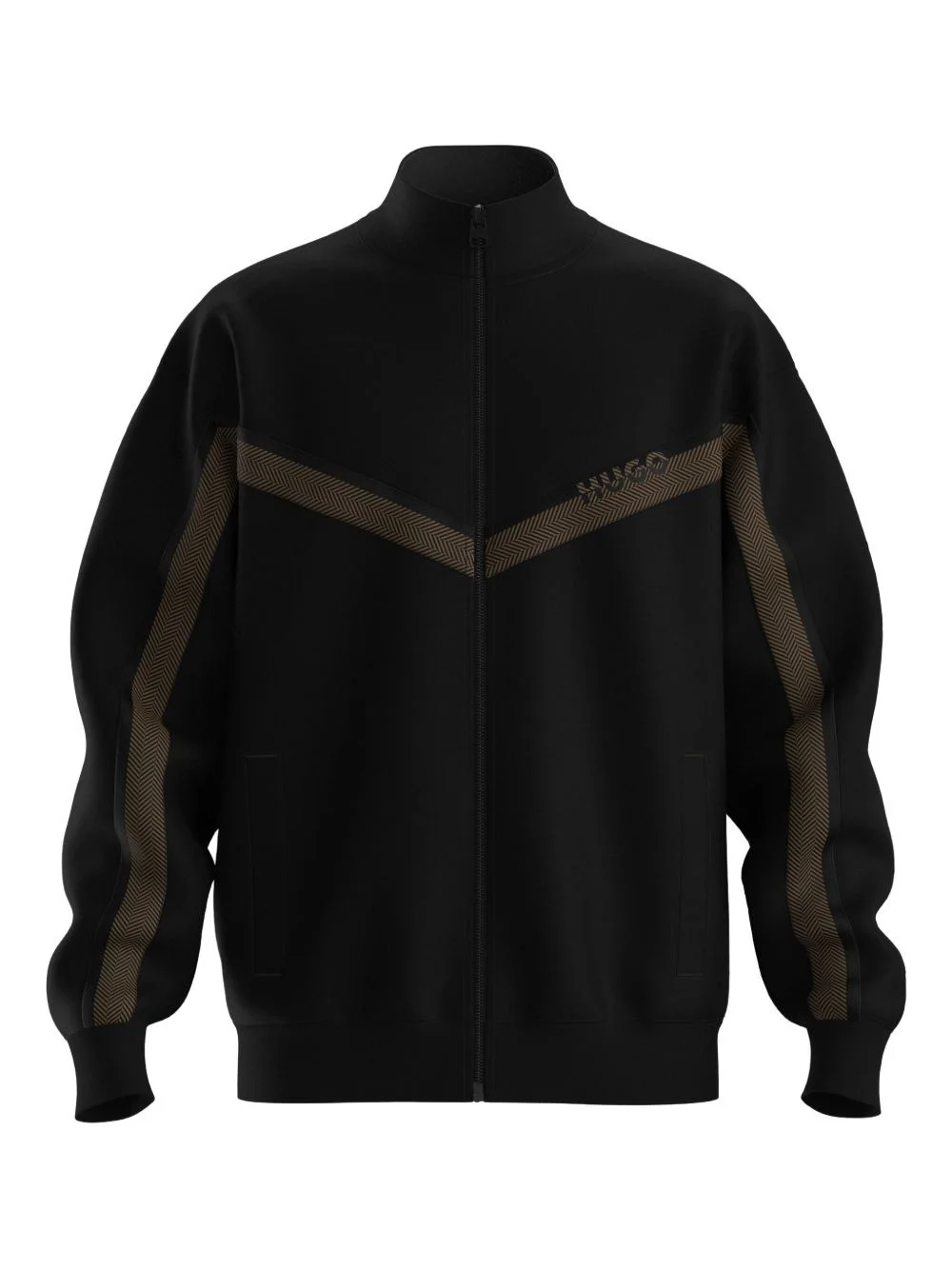 chevron-panel zip-up sweatshirt - 1