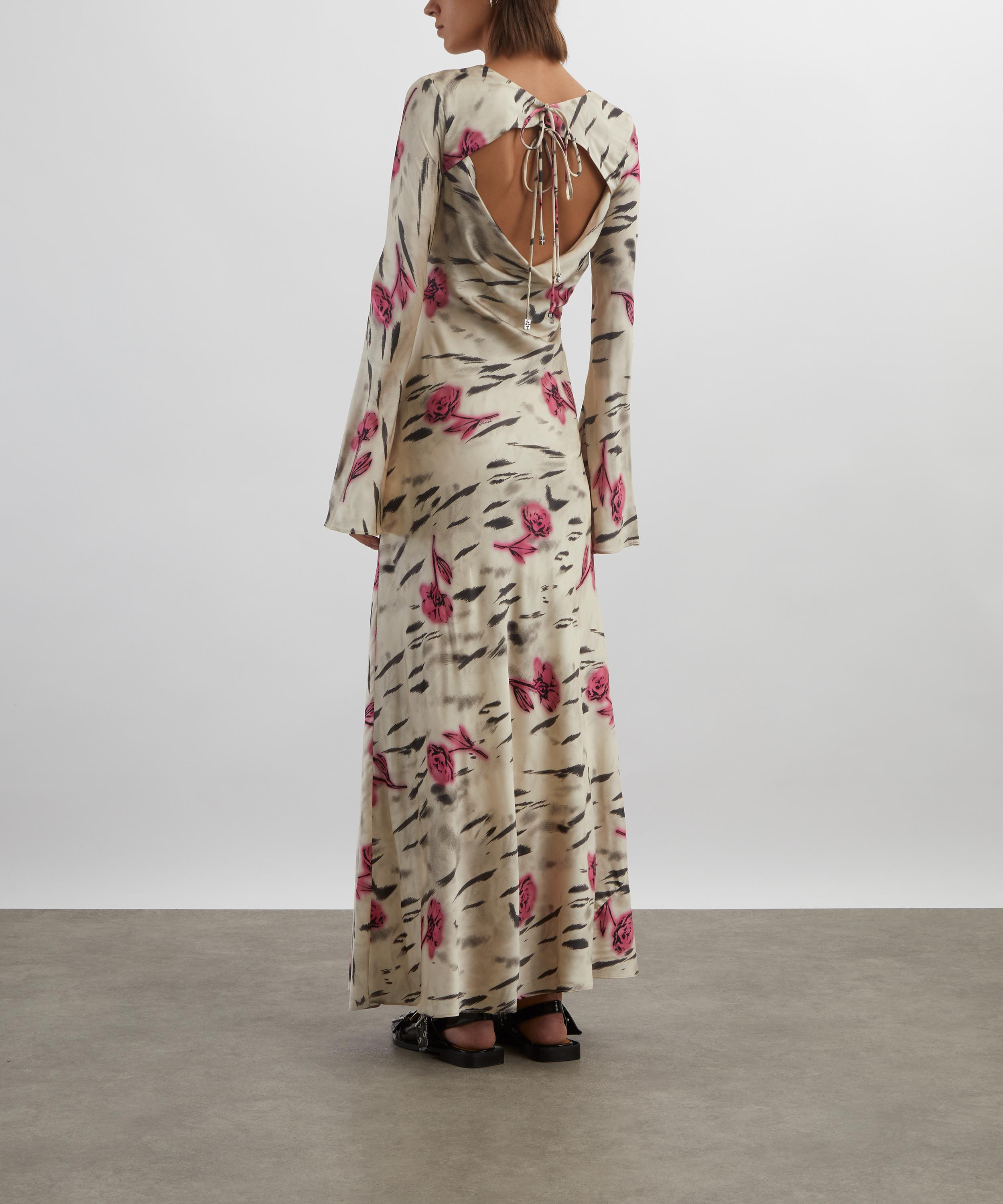 Floral Satin Maxi Dress - 4
