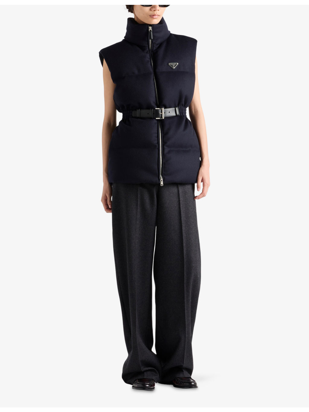 Branded High-Neck Wool-Down Gilet - 2