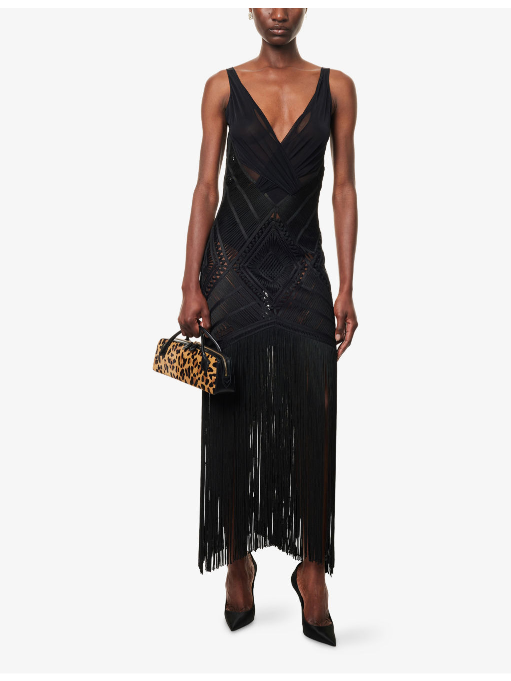 Fringed Embroidered Woven Midi Dress - 2