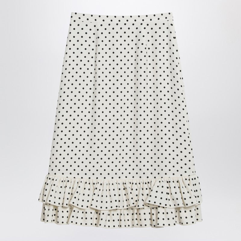 Valentino Ivory Polka-Dot Skirt With Ruffles Women - 2