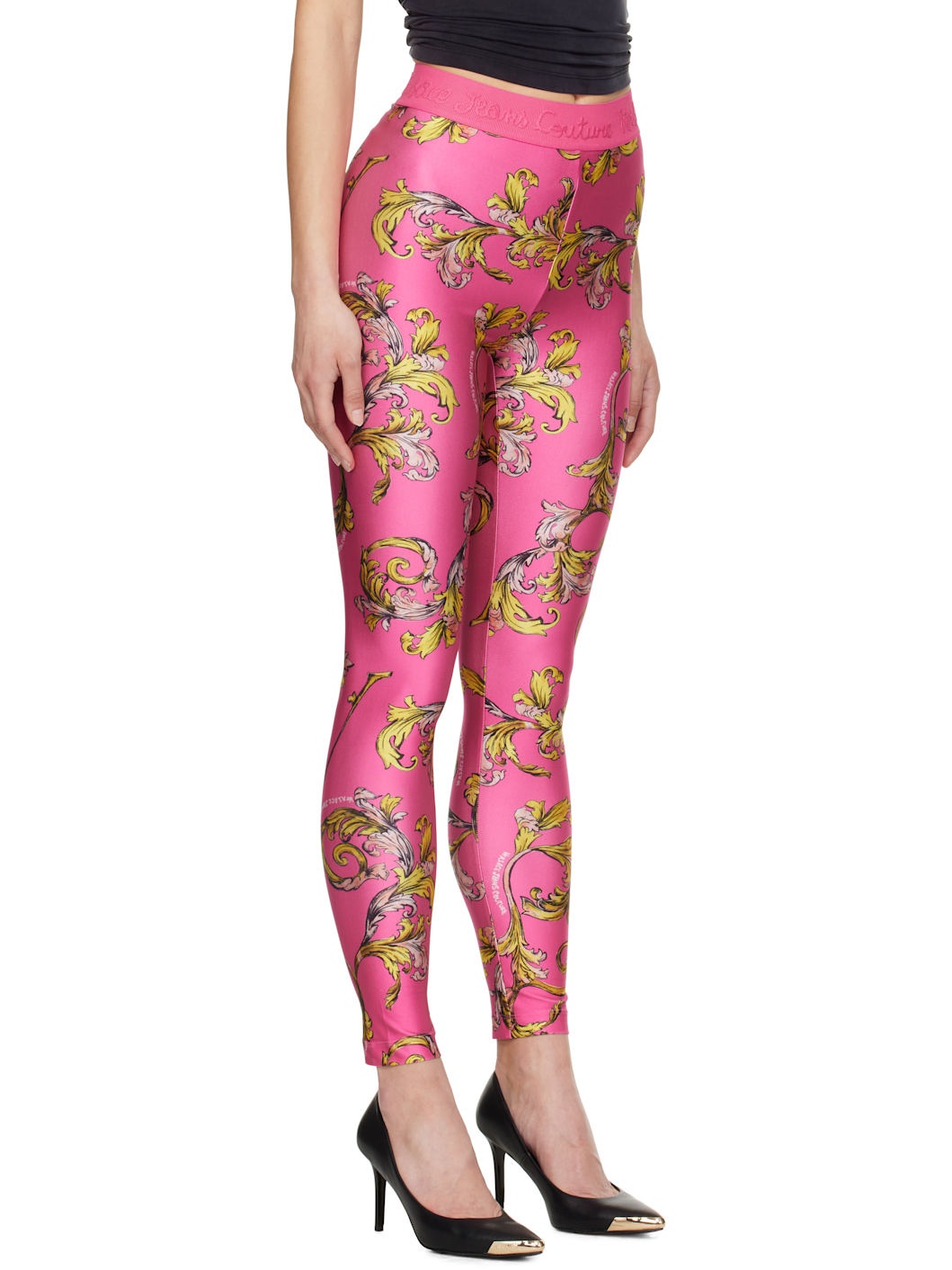 Pink Outline Barocco Leggings - 2