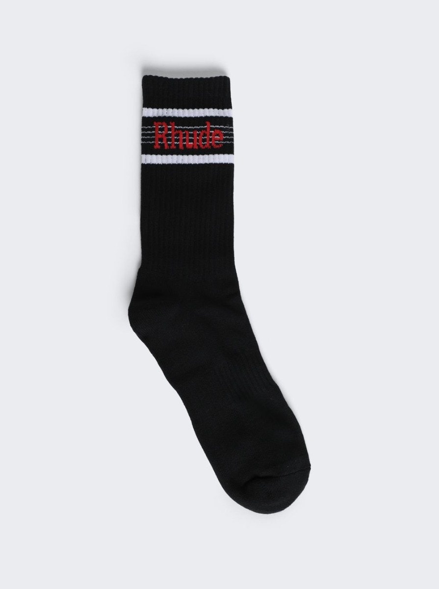 Speed Stripe Socks Black and Red - 1