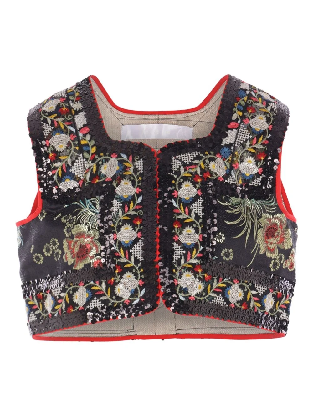 floral embroidered sequin gilet - 1
