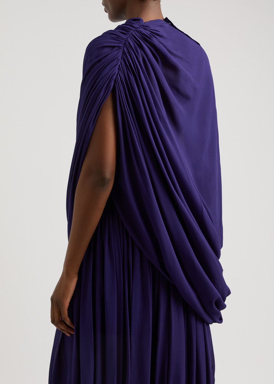 Alaïa Asymmetric Draped Georgette top - 3