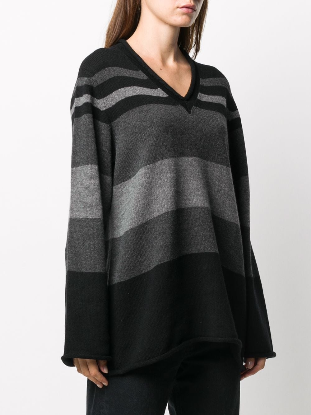 striped v-neck jumper - 3