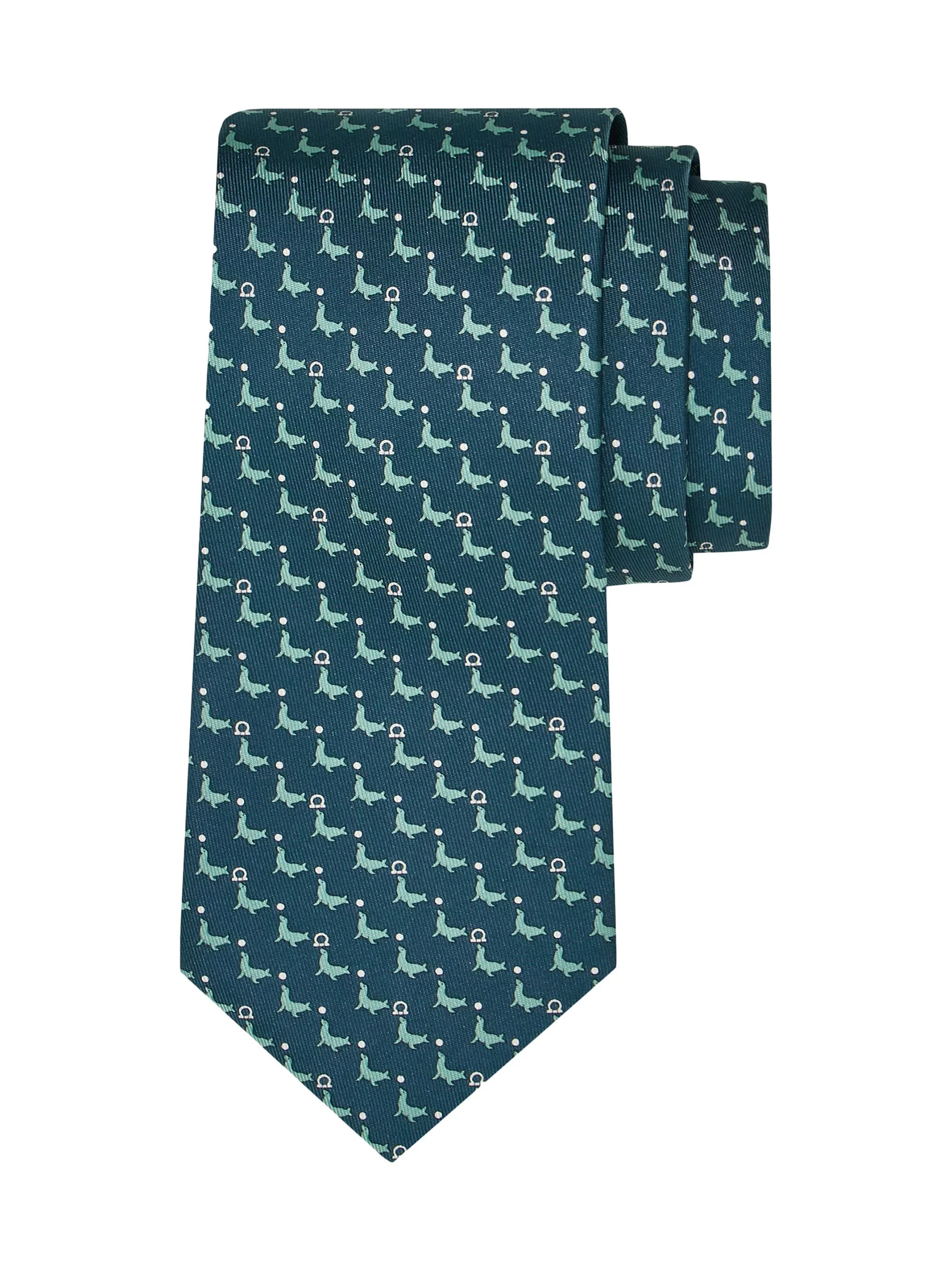 Men's Alicia Silk Seal Tie - Verde Scuro - 1