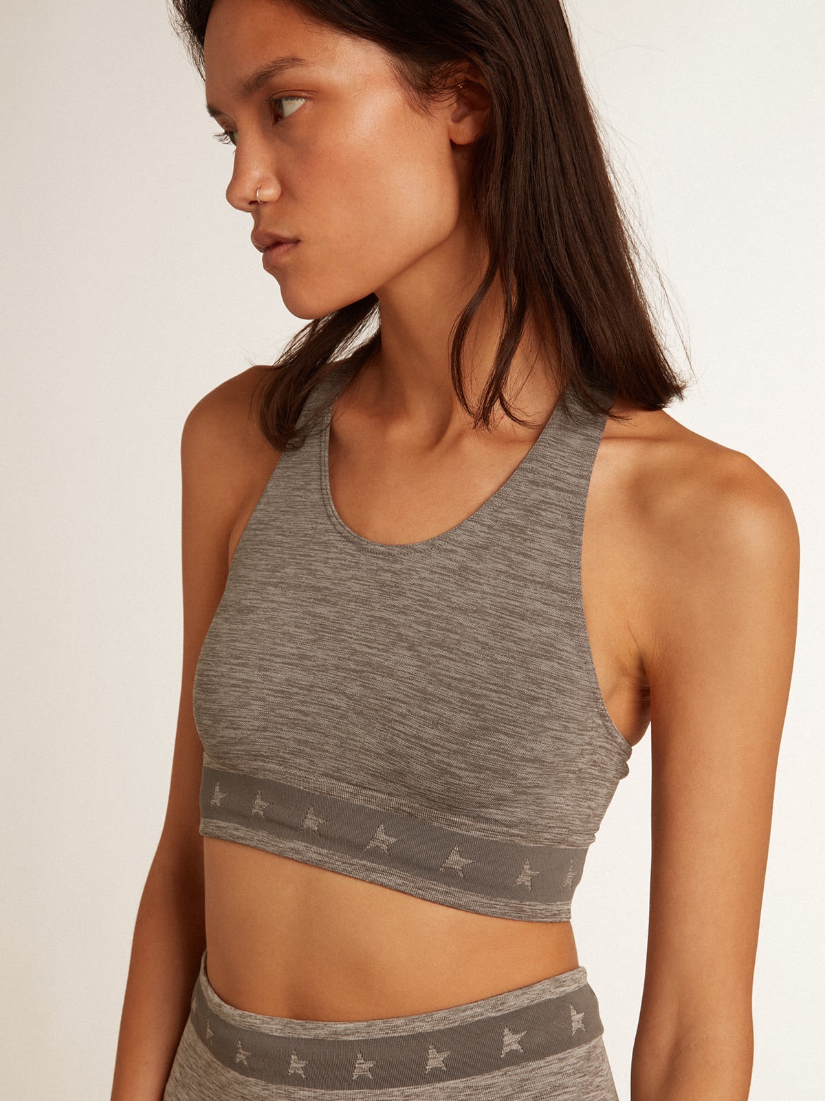 Gray melange athletic top - 2