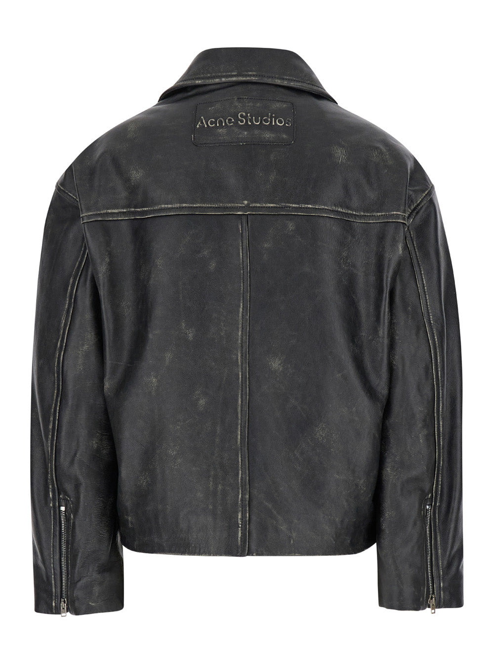 Acne Studios Women Black Biker Jacket In Vintage Looking Leather Woman - 2