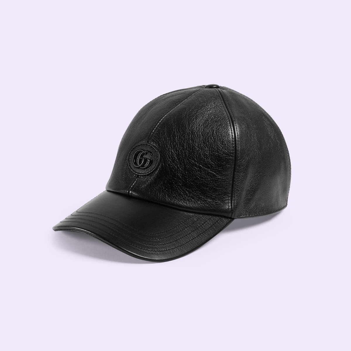 Leather baseball hat with Double G - 1