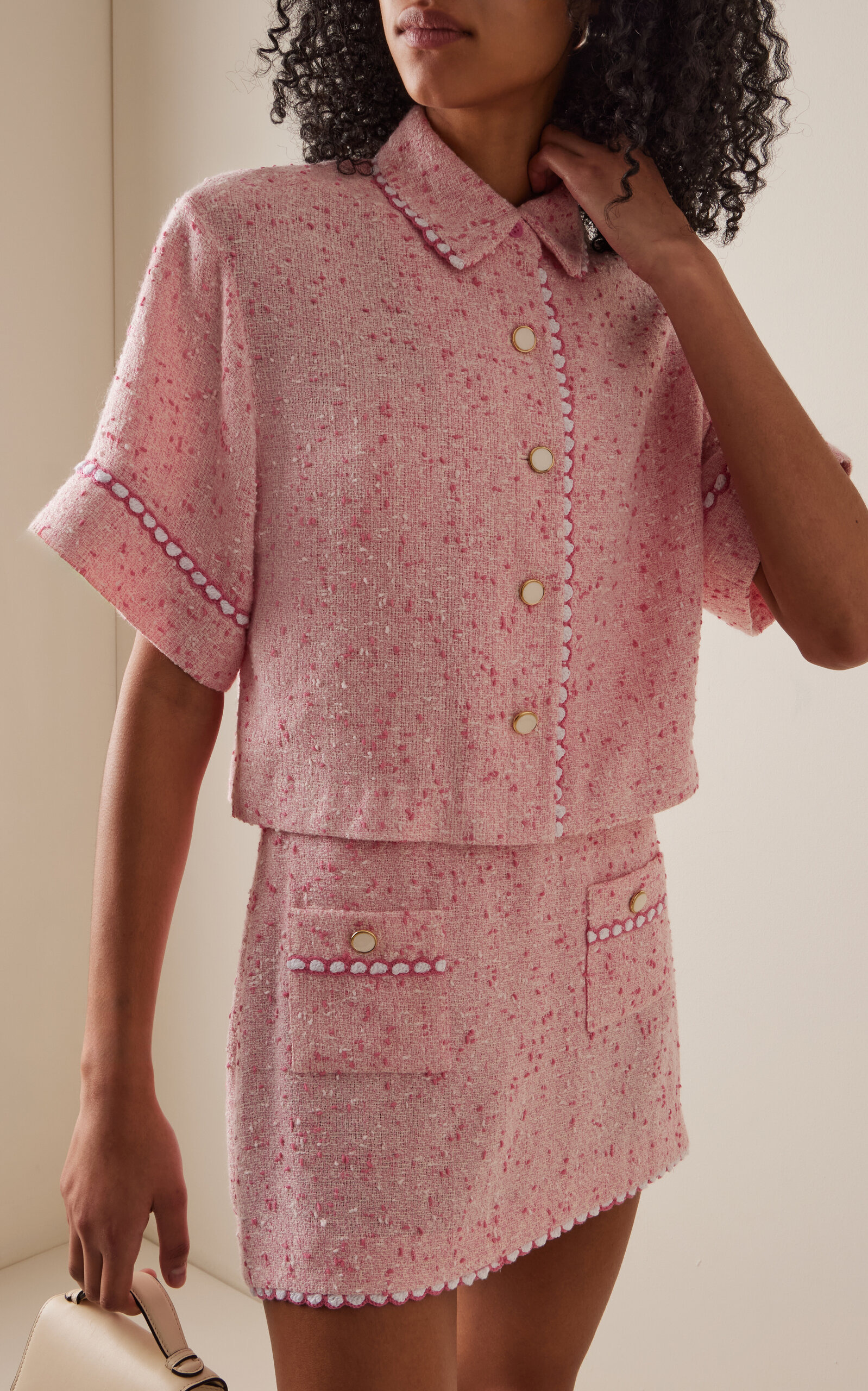 Khloe Tweed Cover-Up Shirt pink - 2