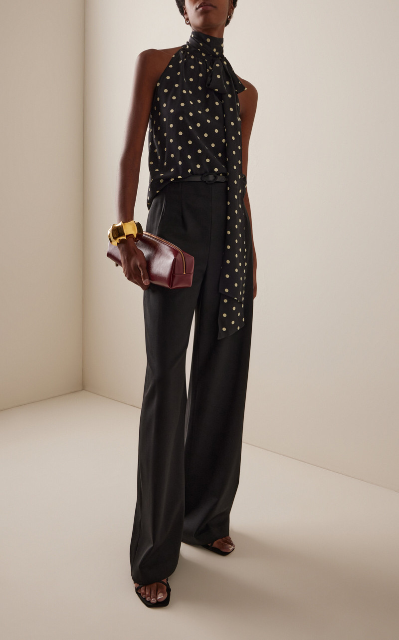 Oscar de la Renta Tailored Wool-Blend Wide-Leg Pants black outlook