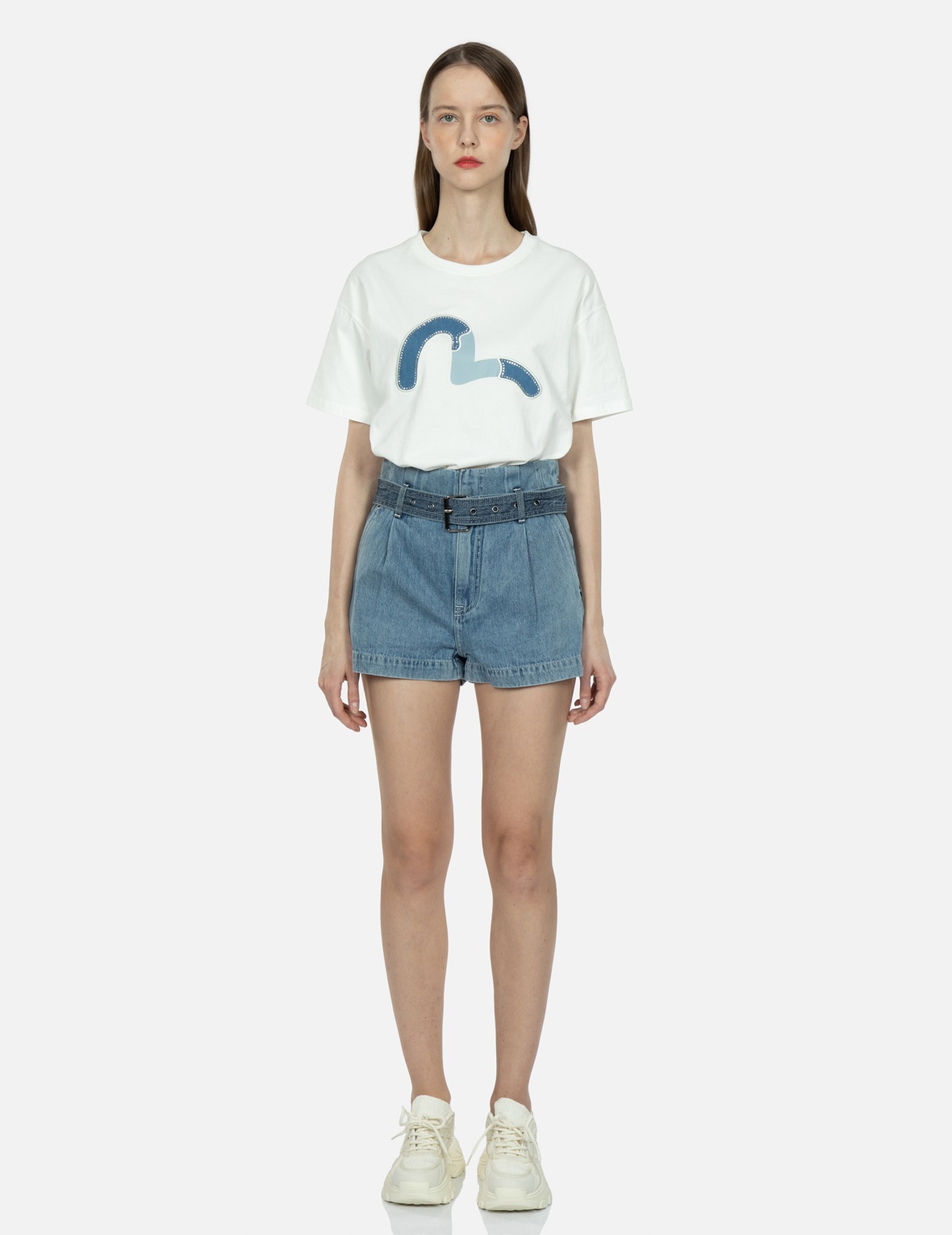 SEAGULL BLOCKING DENIM SHORTS - 6