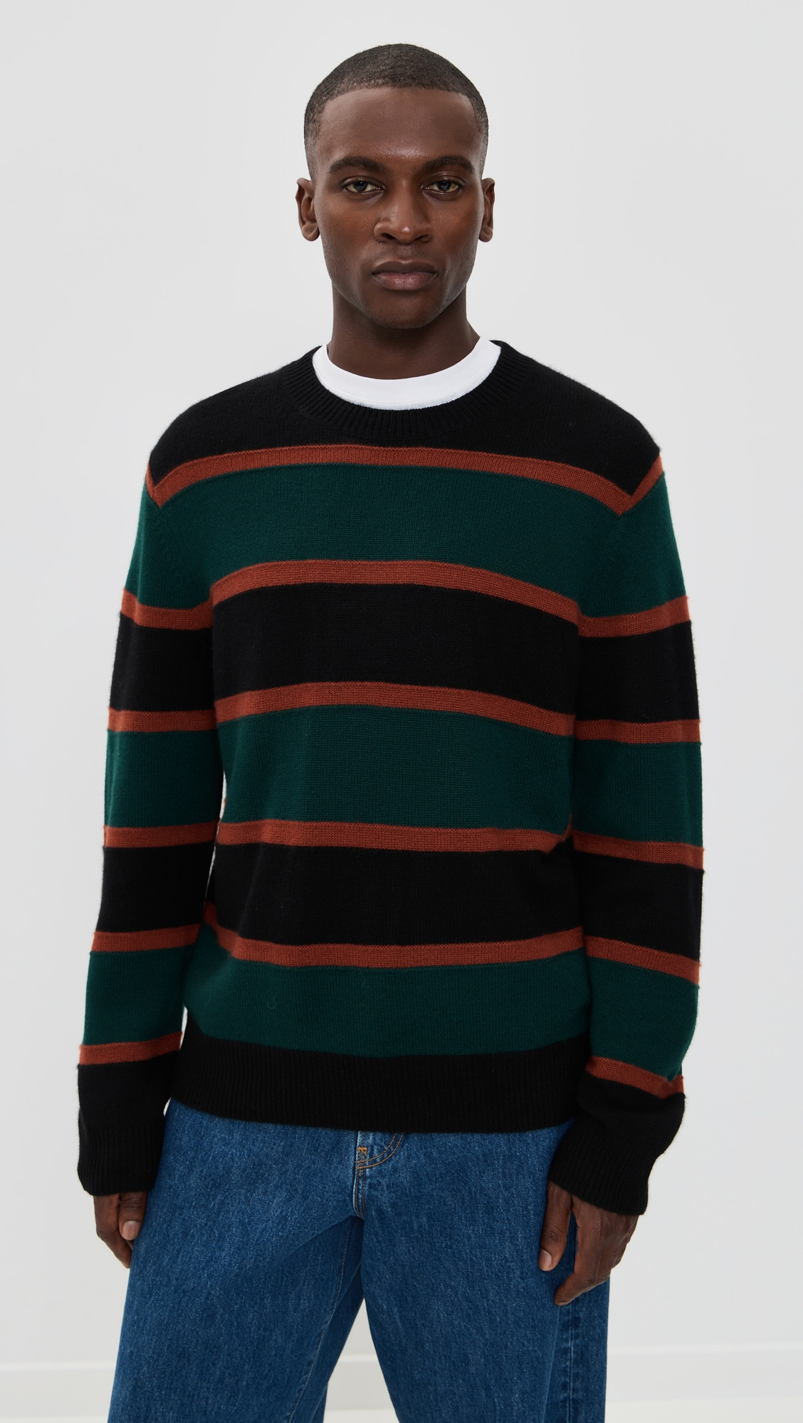 Stripe Cashmere Crew Sweater - 6