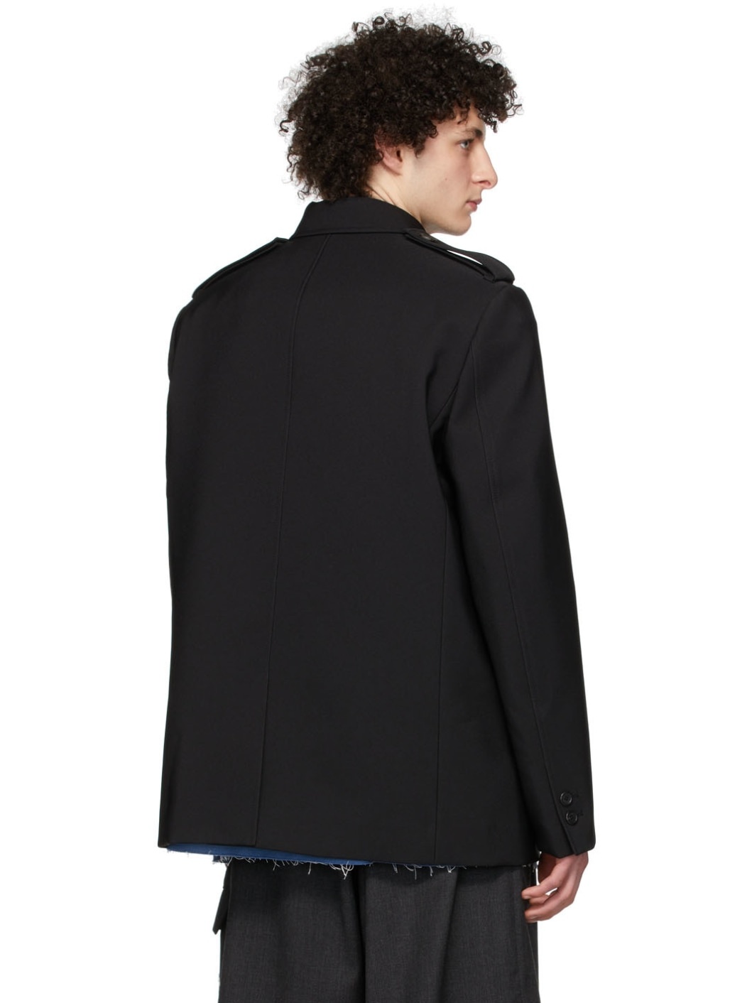 Black Regular Collar Jacket - 3