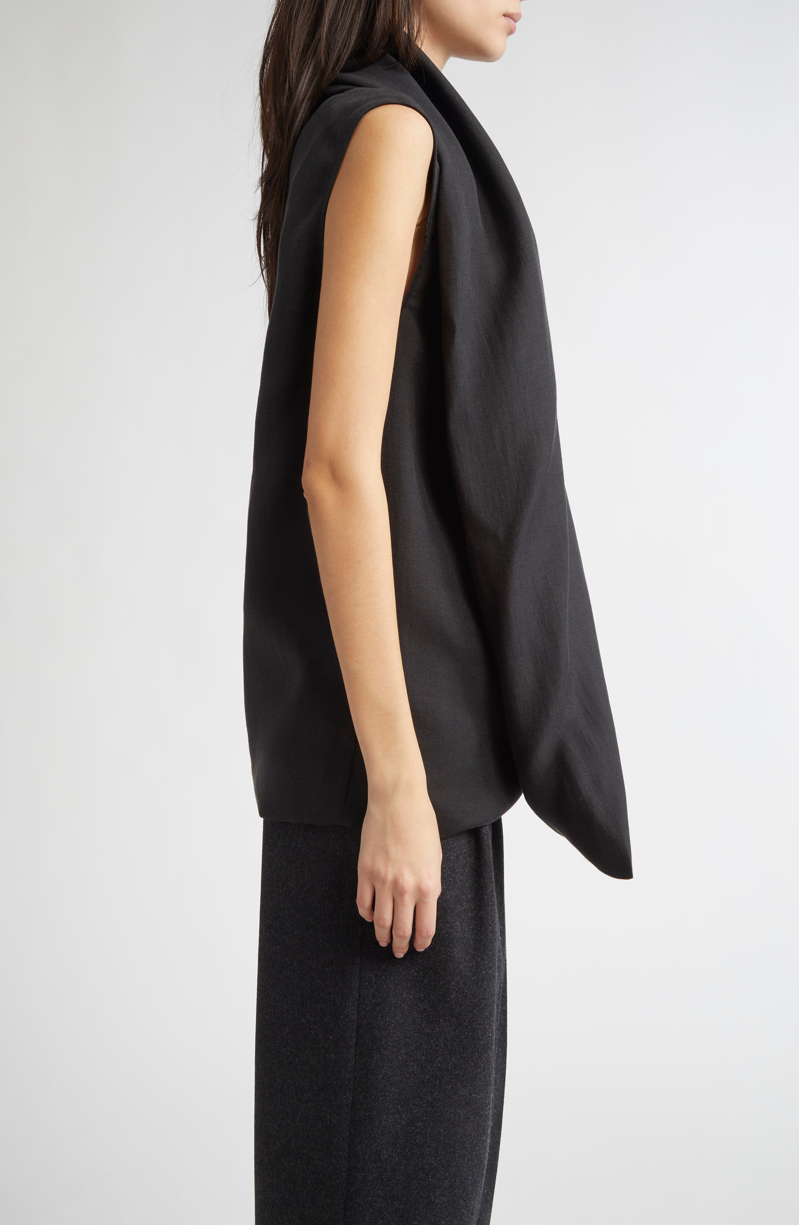 TOTEME Organza Scarf Blouse in Black at Nordstrom - 4