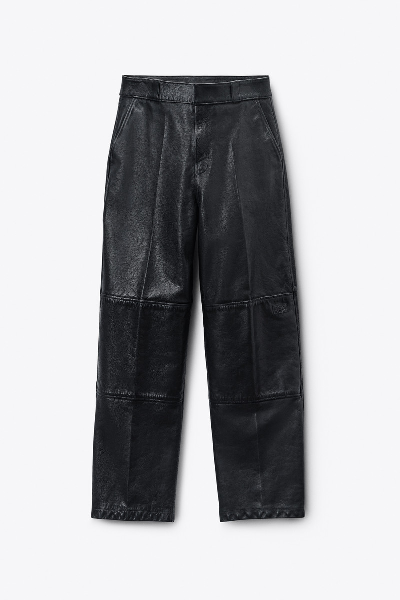 Black Worn Moto Leather Workwear Pant 1
