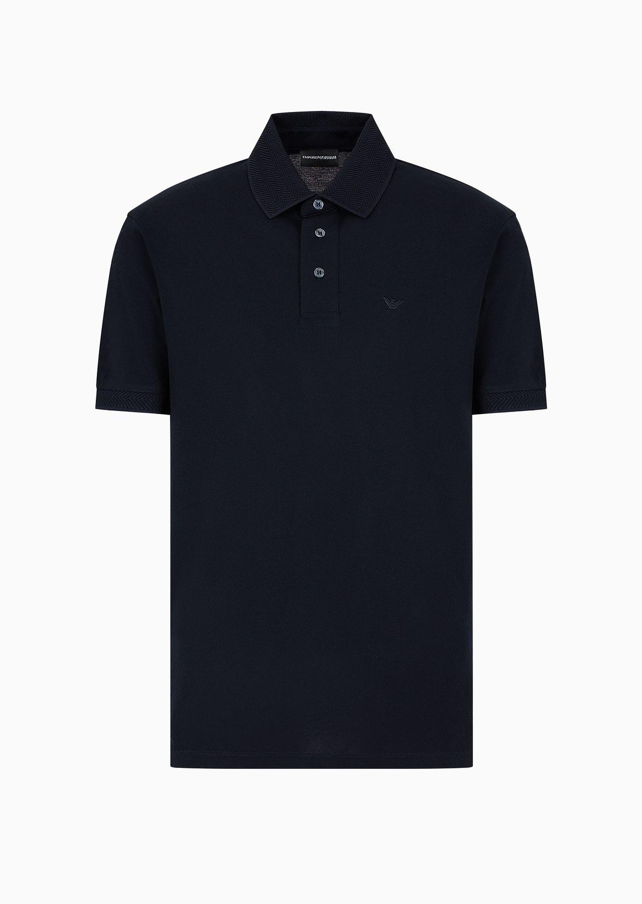 Mercerized piqué polo shirt with chevron trim - 1