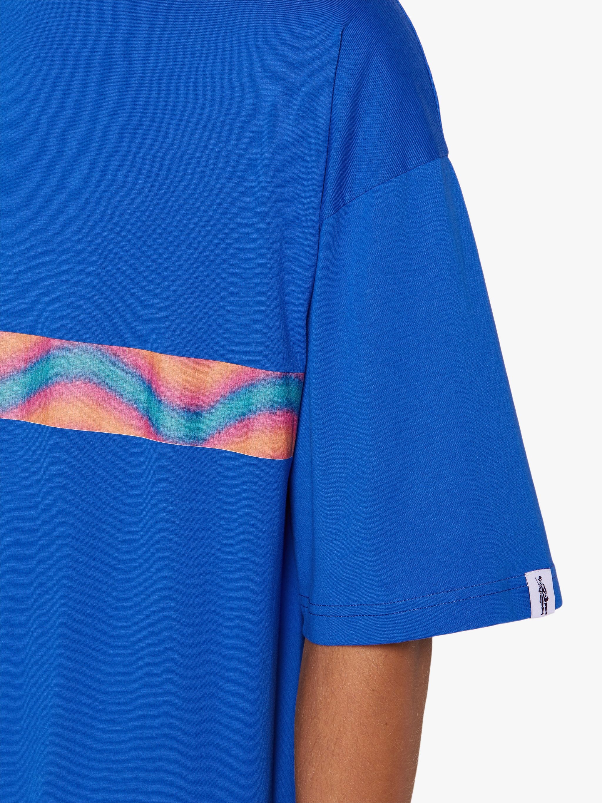 WAVE BLUE COTTON DROP SHOULDER T-SHIRT | GJM-218 - 6