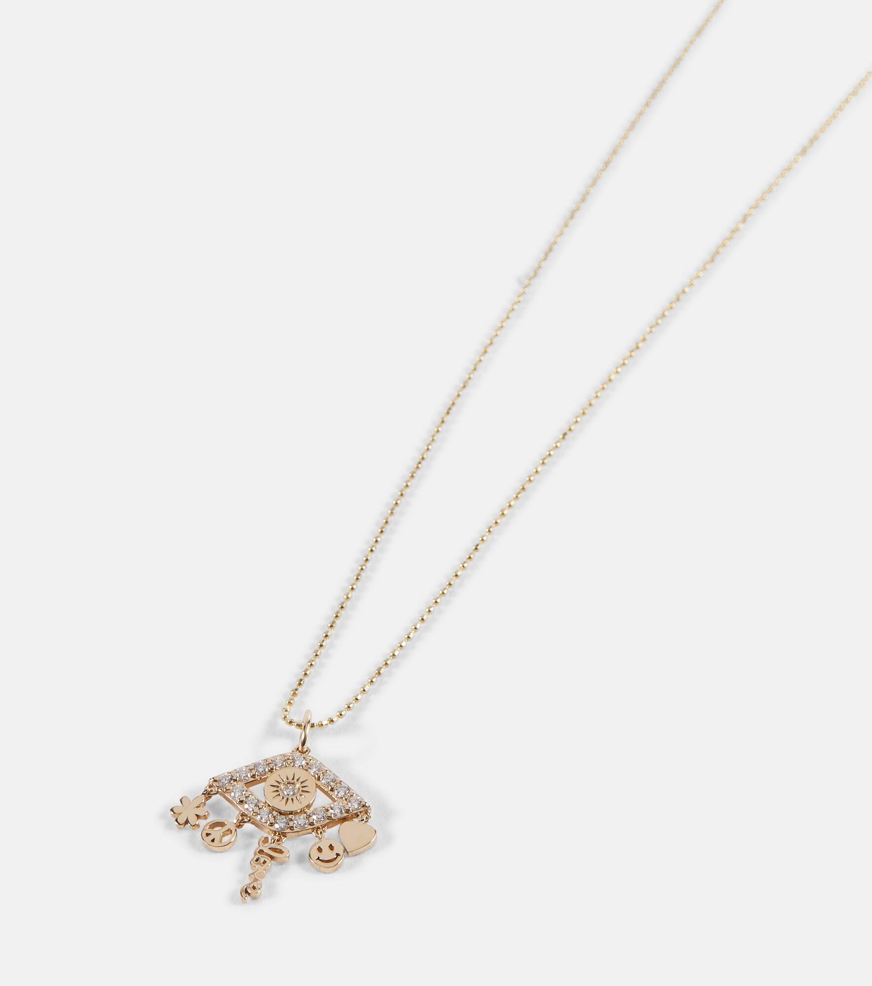 Evil Eye 14kt gold necklace with diamonds - 6