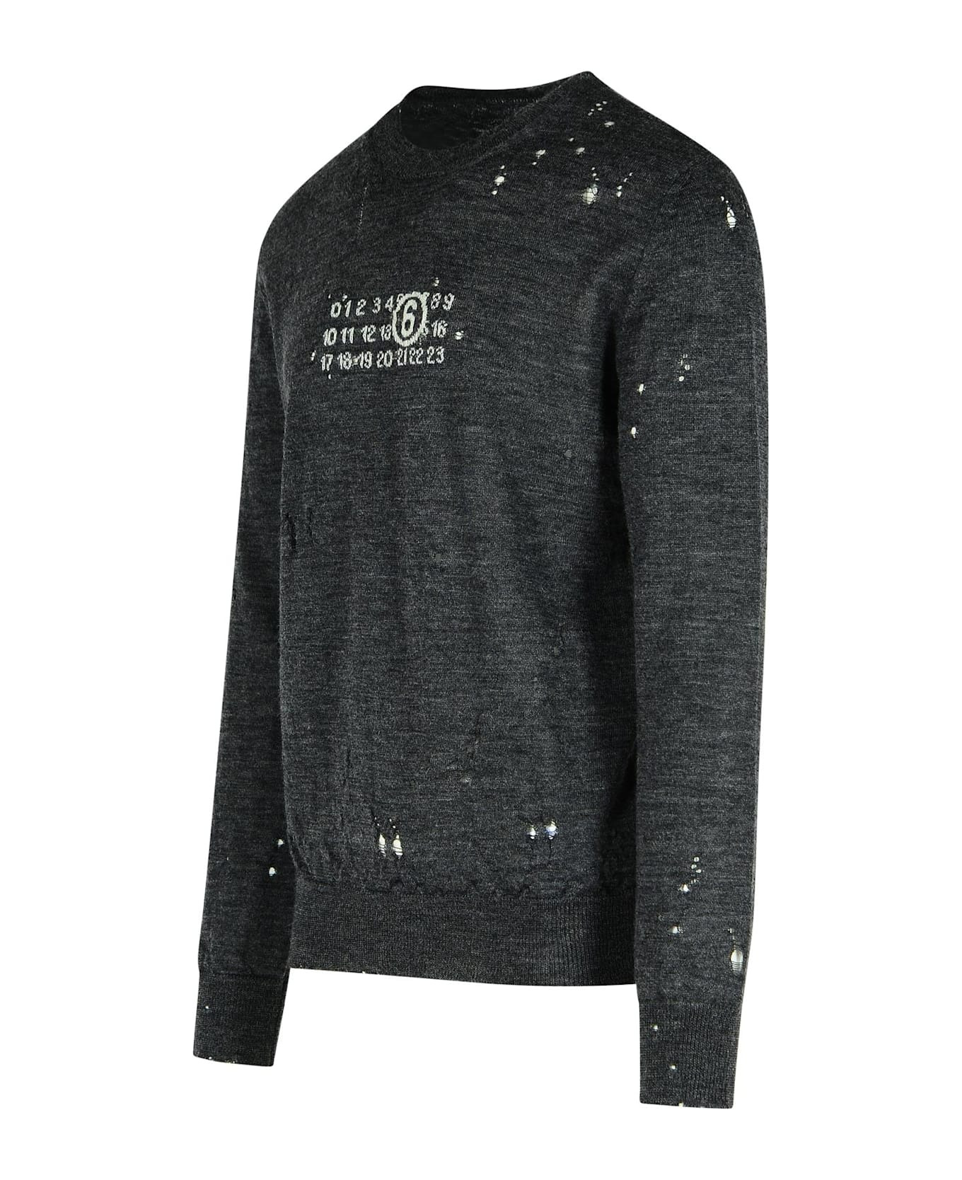 'numeric' Dark Grey Virgin Wool Sweater - 2