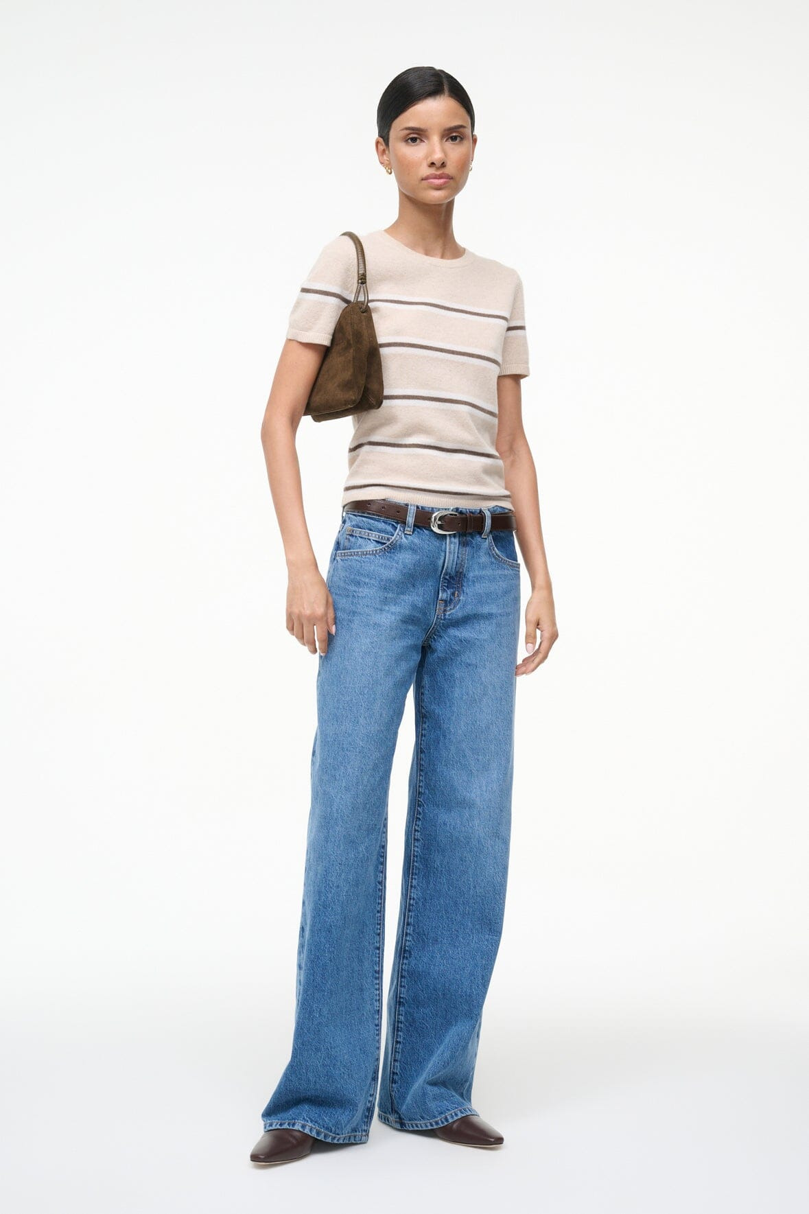 STAUD EASY CASHMERE TEE WHISPER STRIPE - 4