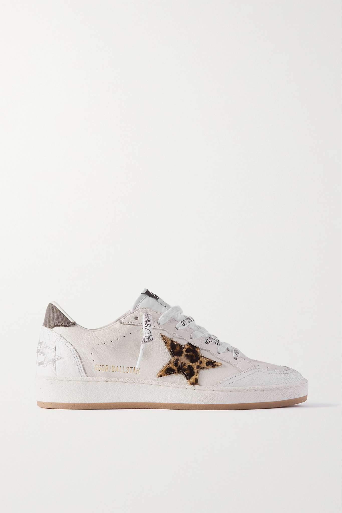 Ball Star distressed metallic leather and canvas sneakers - 1