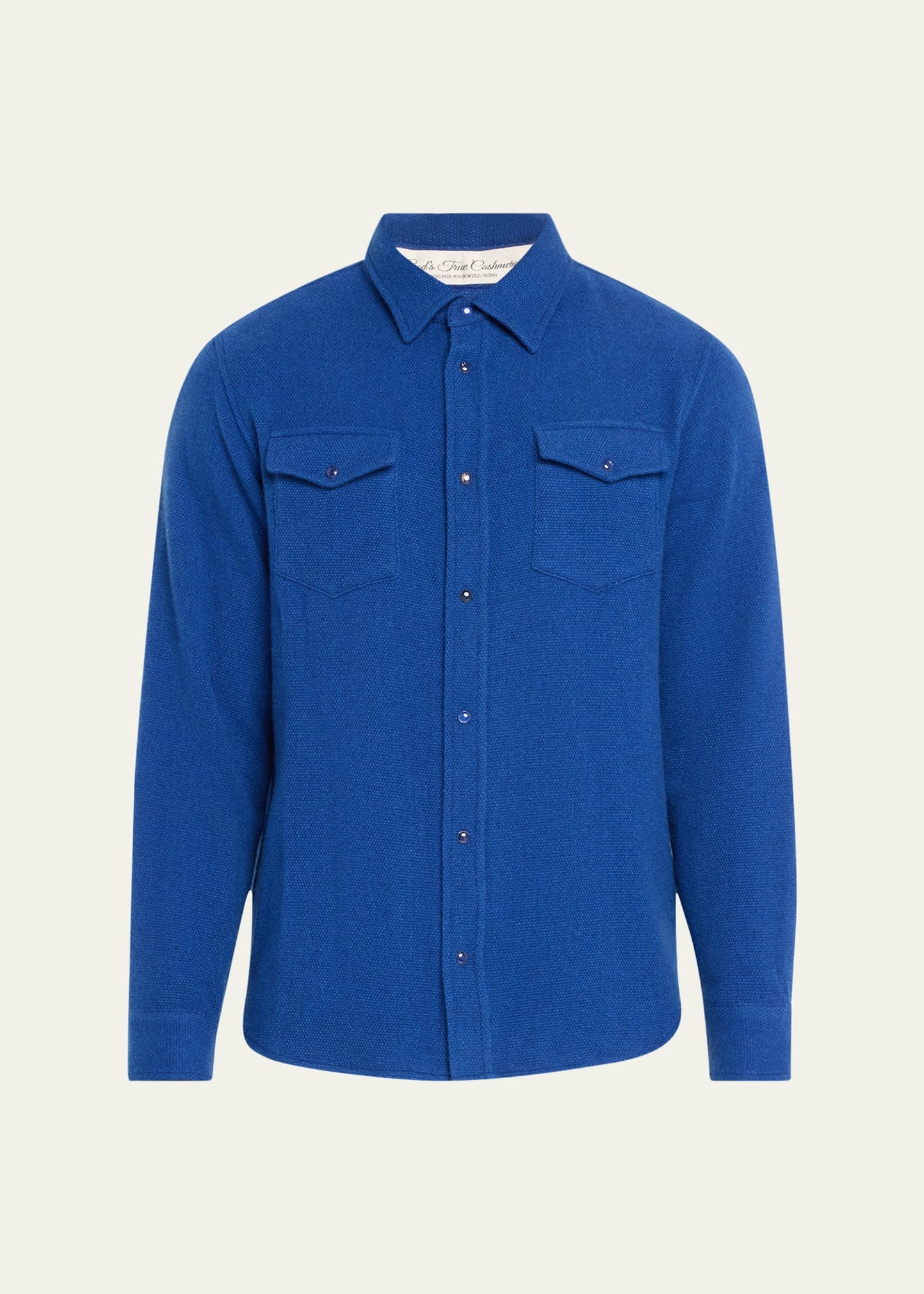 Men's Cashmere Shirt with Lapis Lazuli Snaps - 1