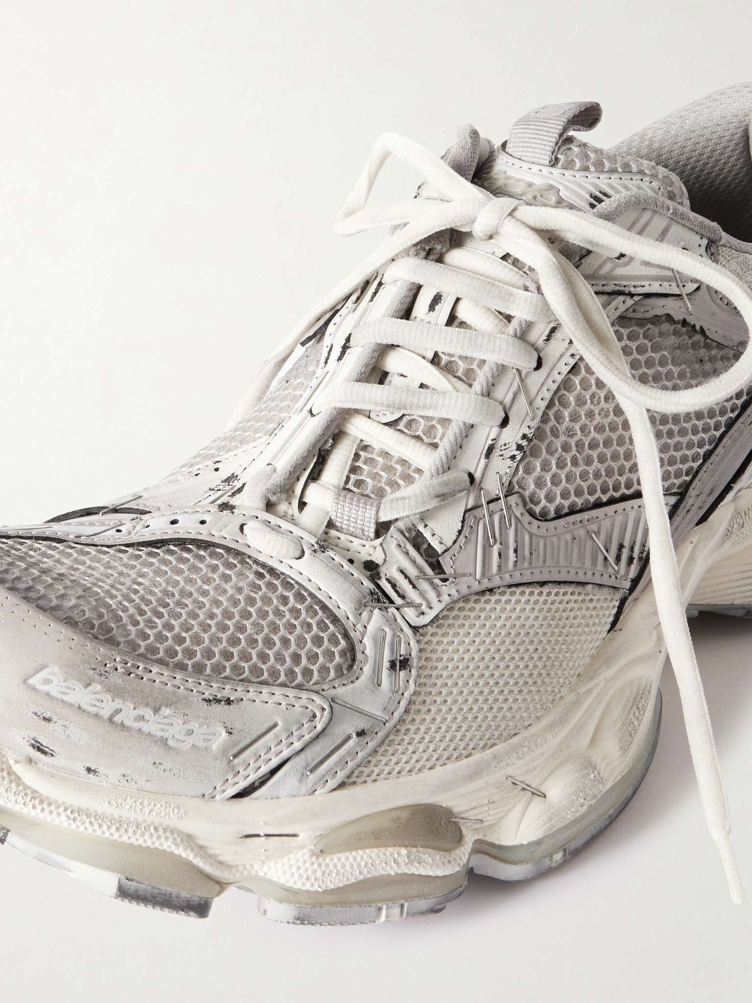 BALENCIAGA Stapler Distressed Mesh and Rubber Sneakers