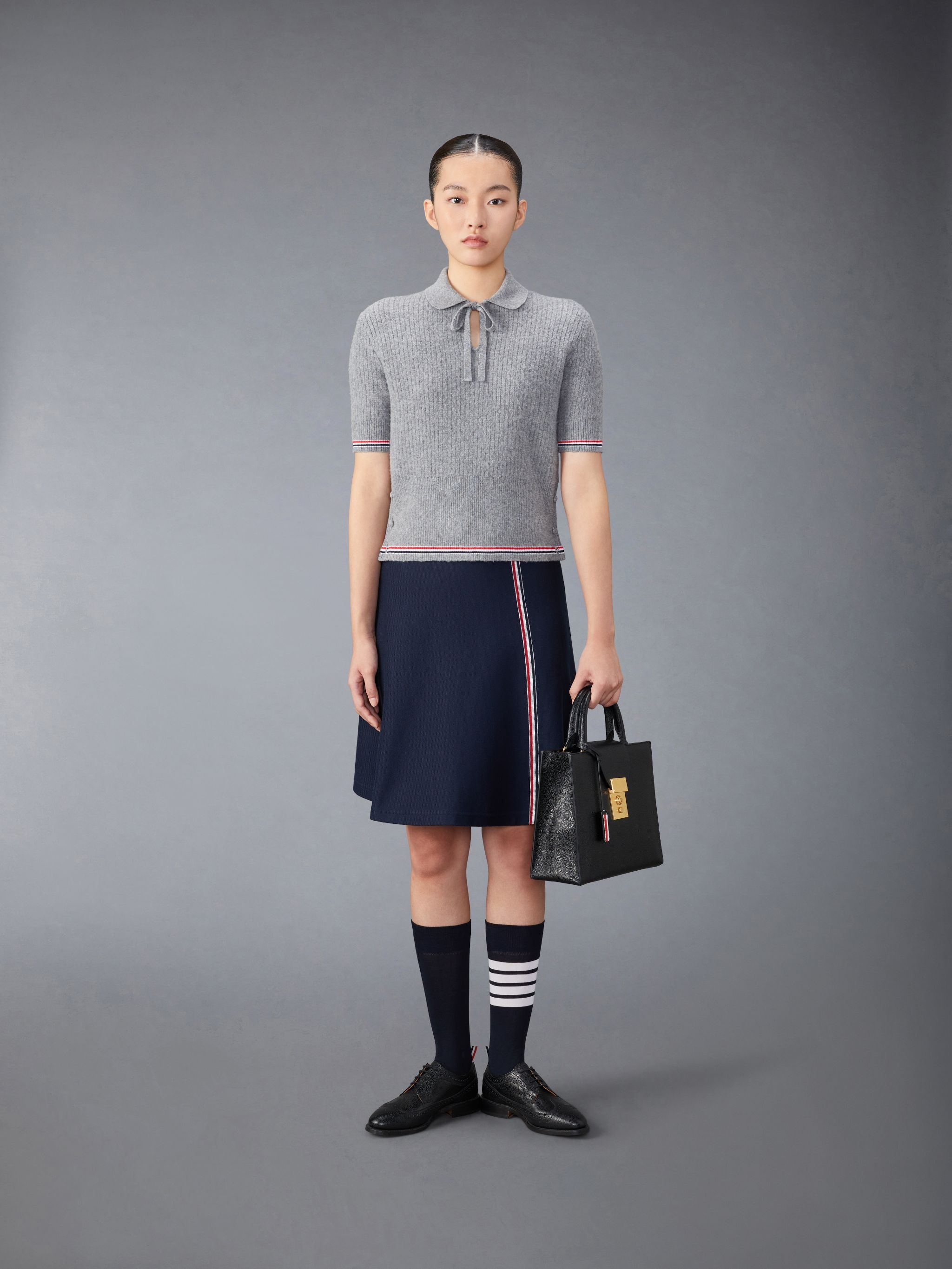 Merino Wool Brushed Tuck Stitch Keyhole Polo - 4