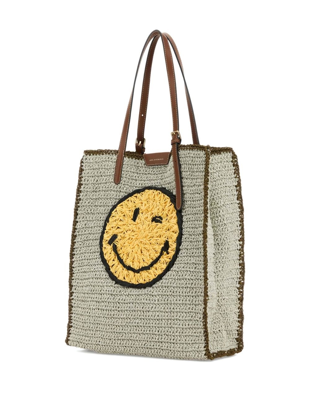 smiley-motif woven tote bag - 3