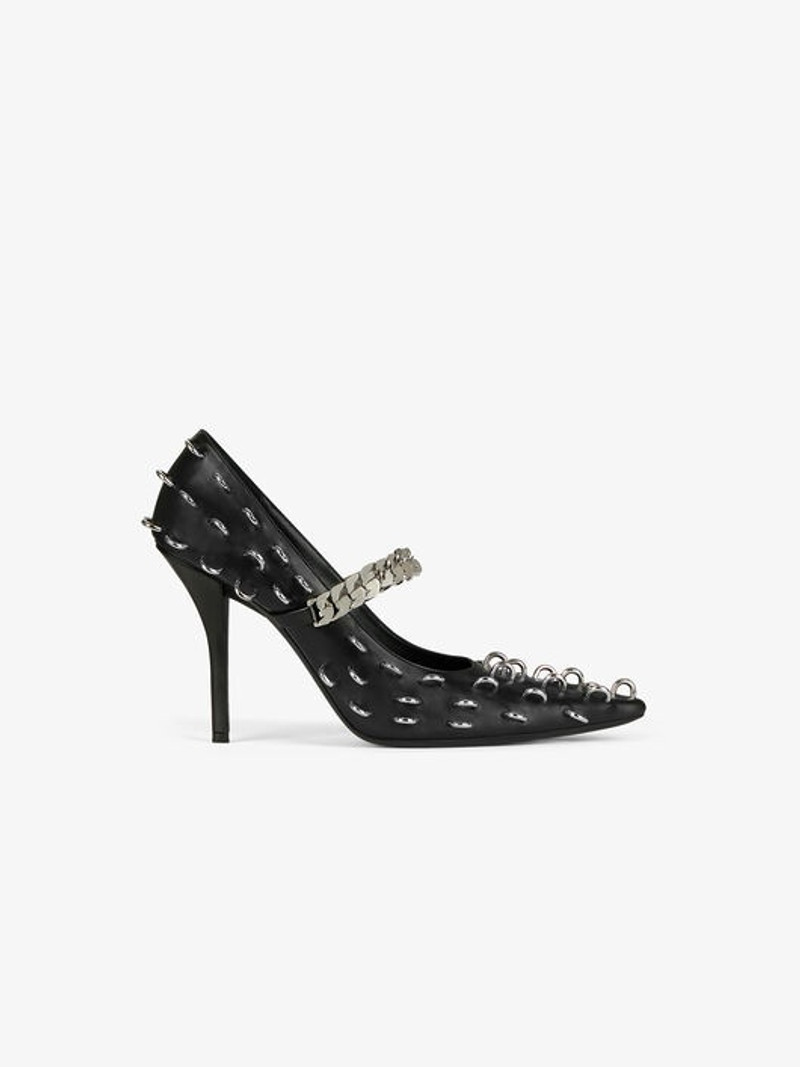 PUMPS IN LEATHER WITH METALLIC DETAILS 1