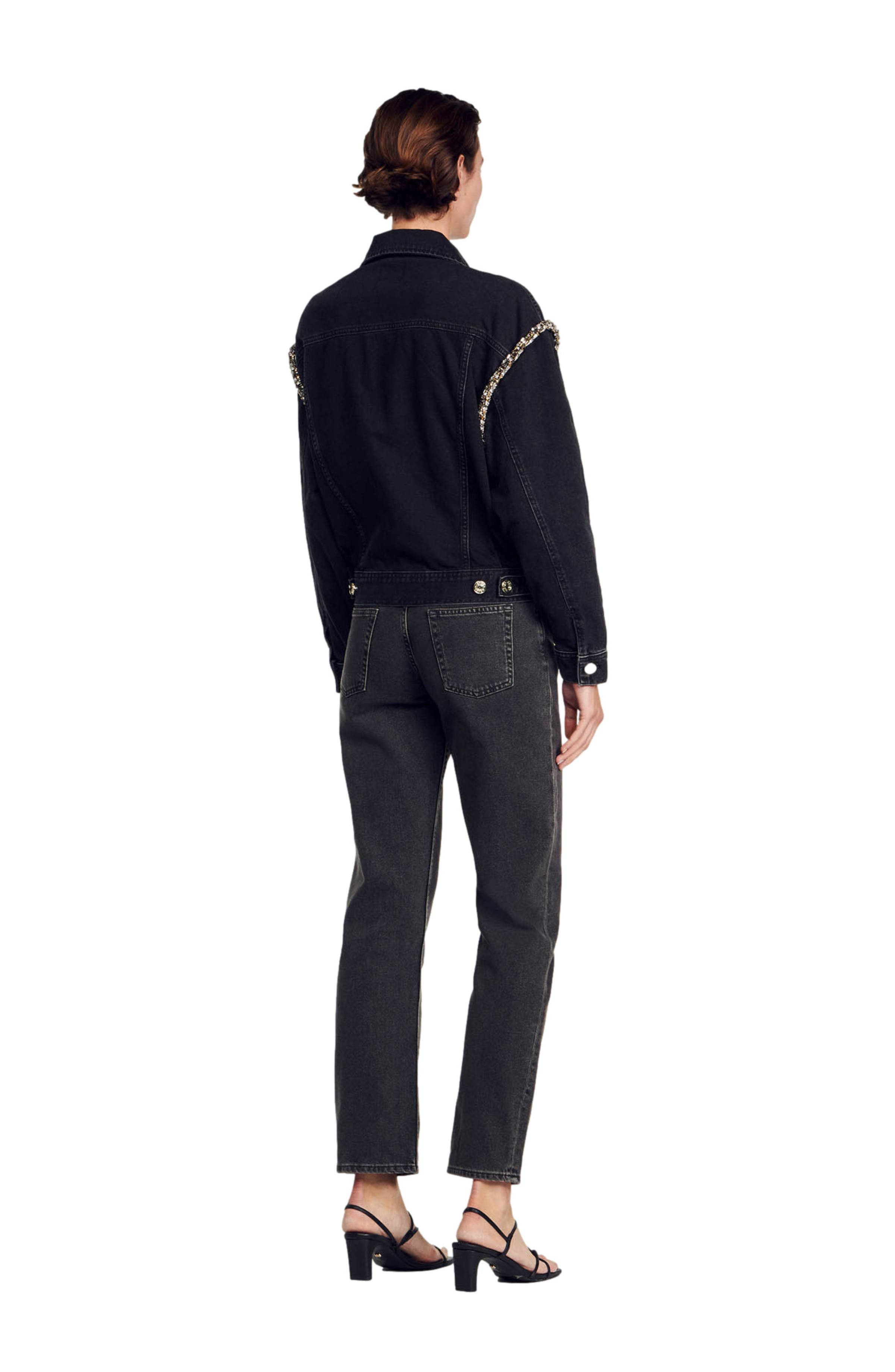 Paloma Rhinestone Seam Denim Jacket - 2