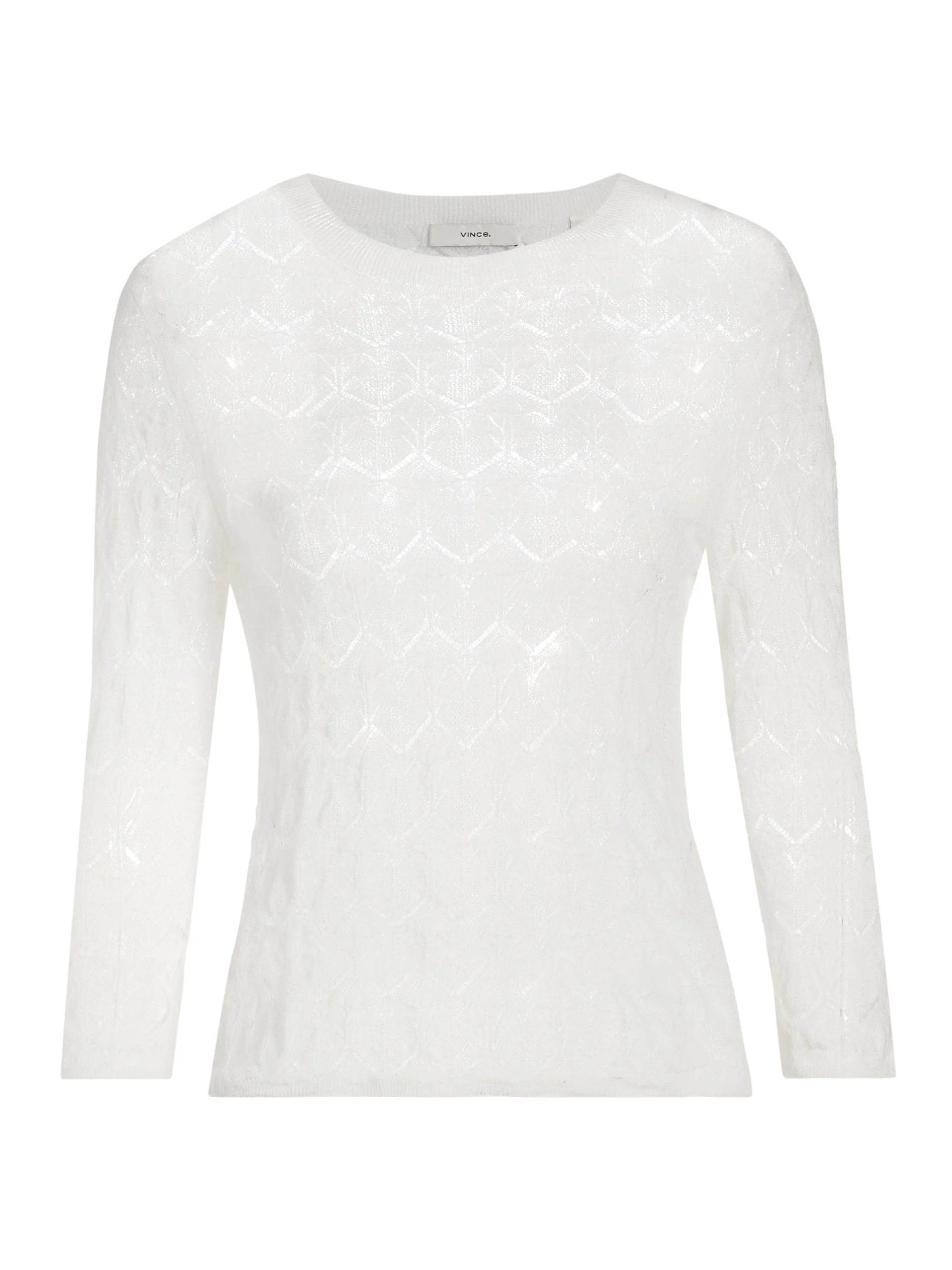 Women's Fine Lace Pointelle Sweater - Optic White - 1