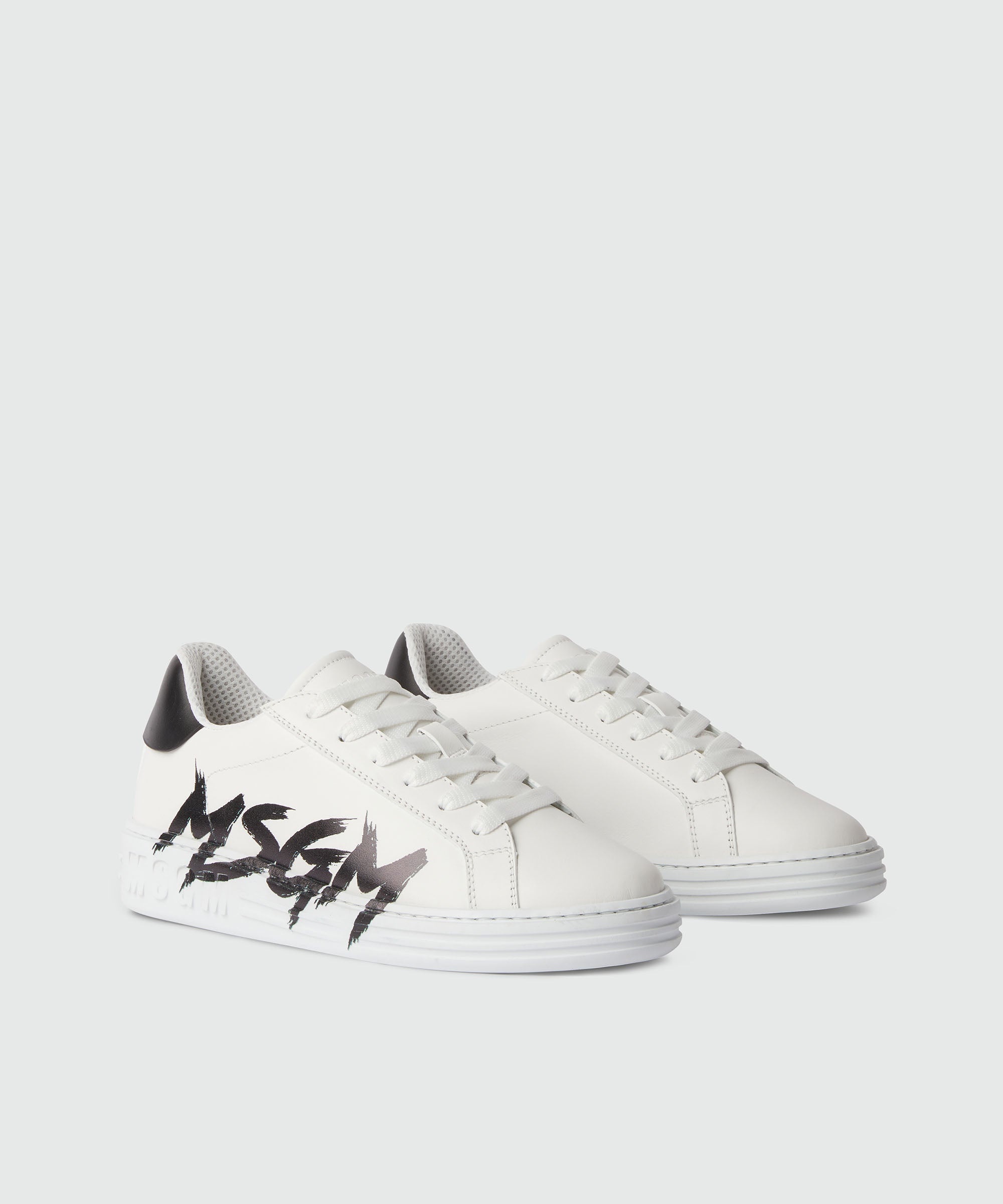 Leather MSGM brushstroke logo sneakers - 2