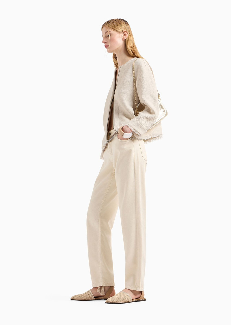 EMPORIO ARMANI Cotton double-faced crêpe zip-up jacket outlook