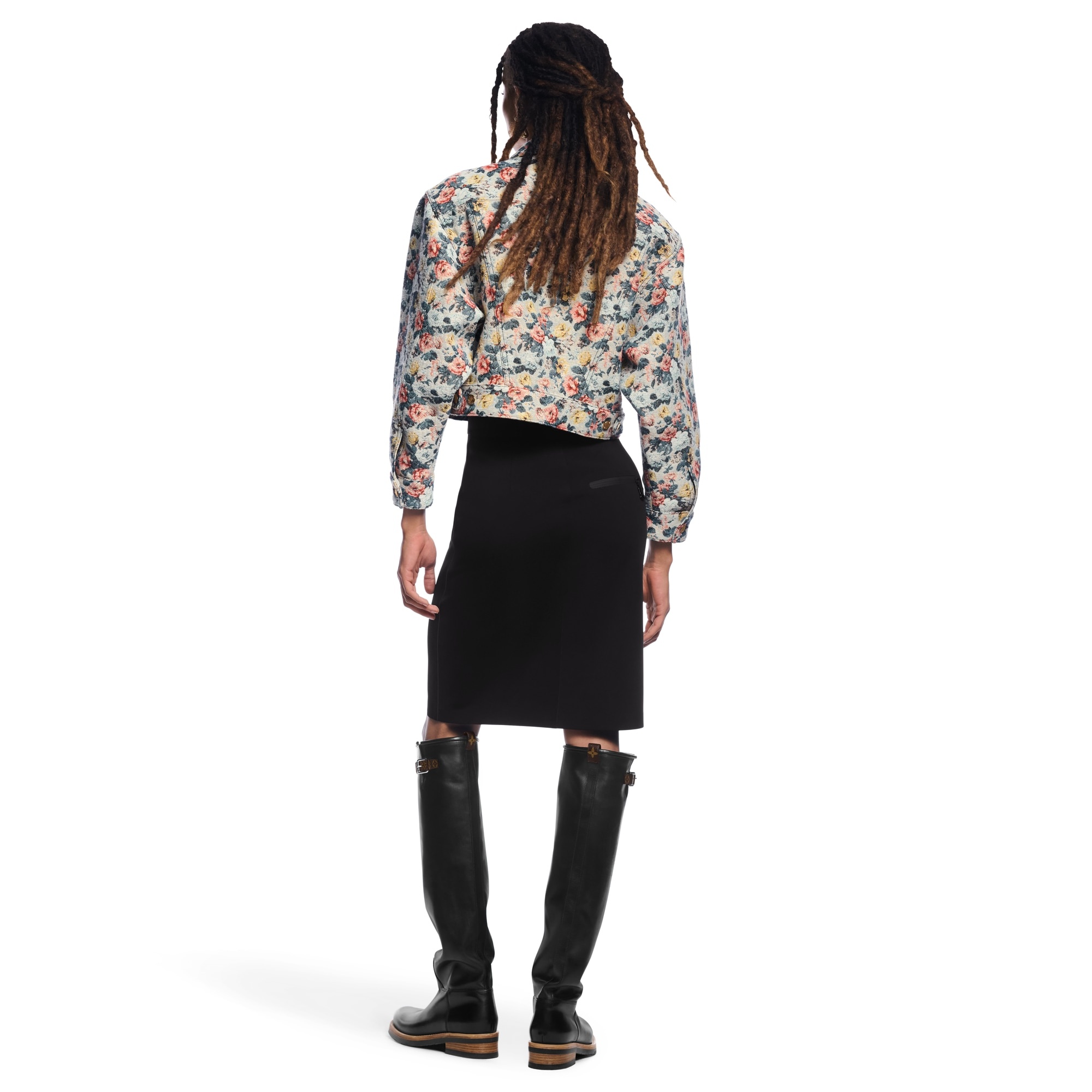 Cropped Floral Jacquard Jacket - 3