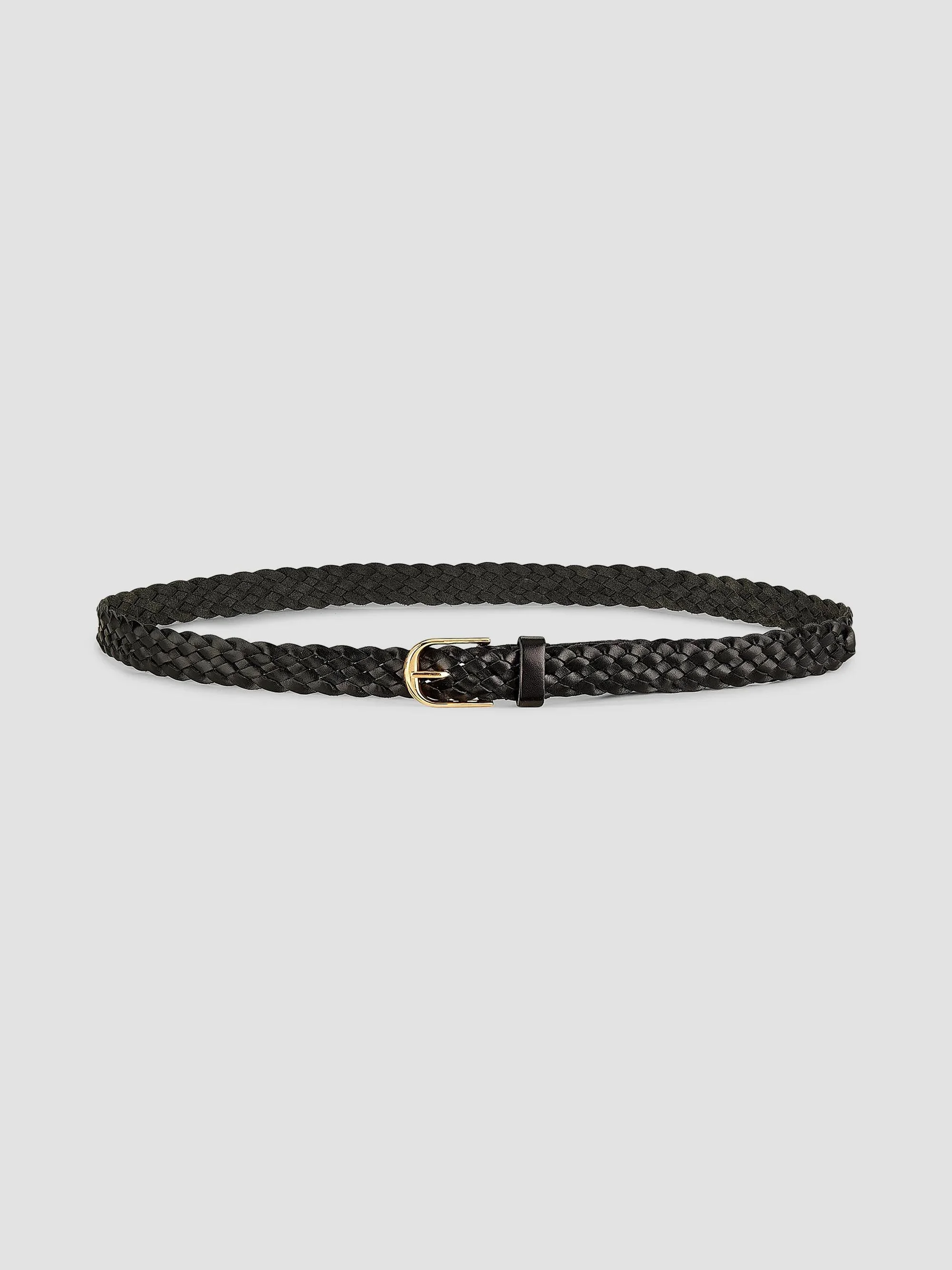 Women's Jane Braided Leather Belt - Black - 1