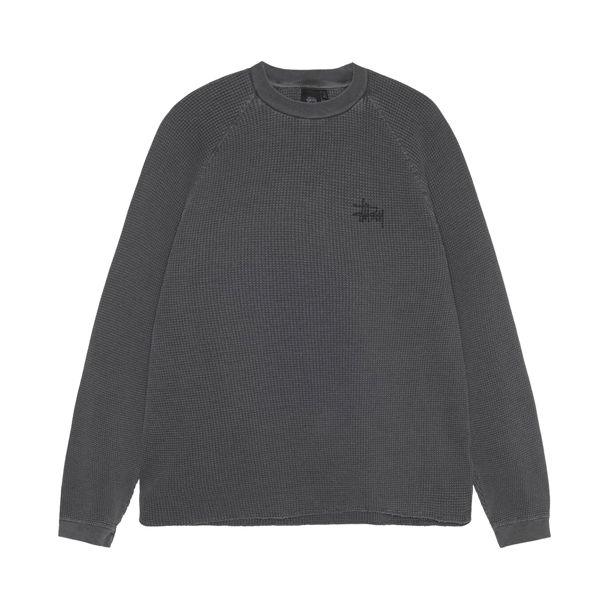 Stussy Raglan Thermal Long-Sleeve Crew 'Washed Black' - 1