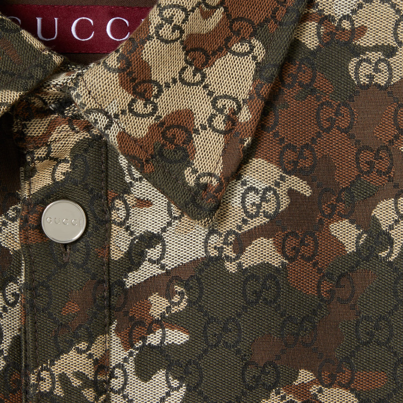 GG marbled cotton denim jacquard shirt 5