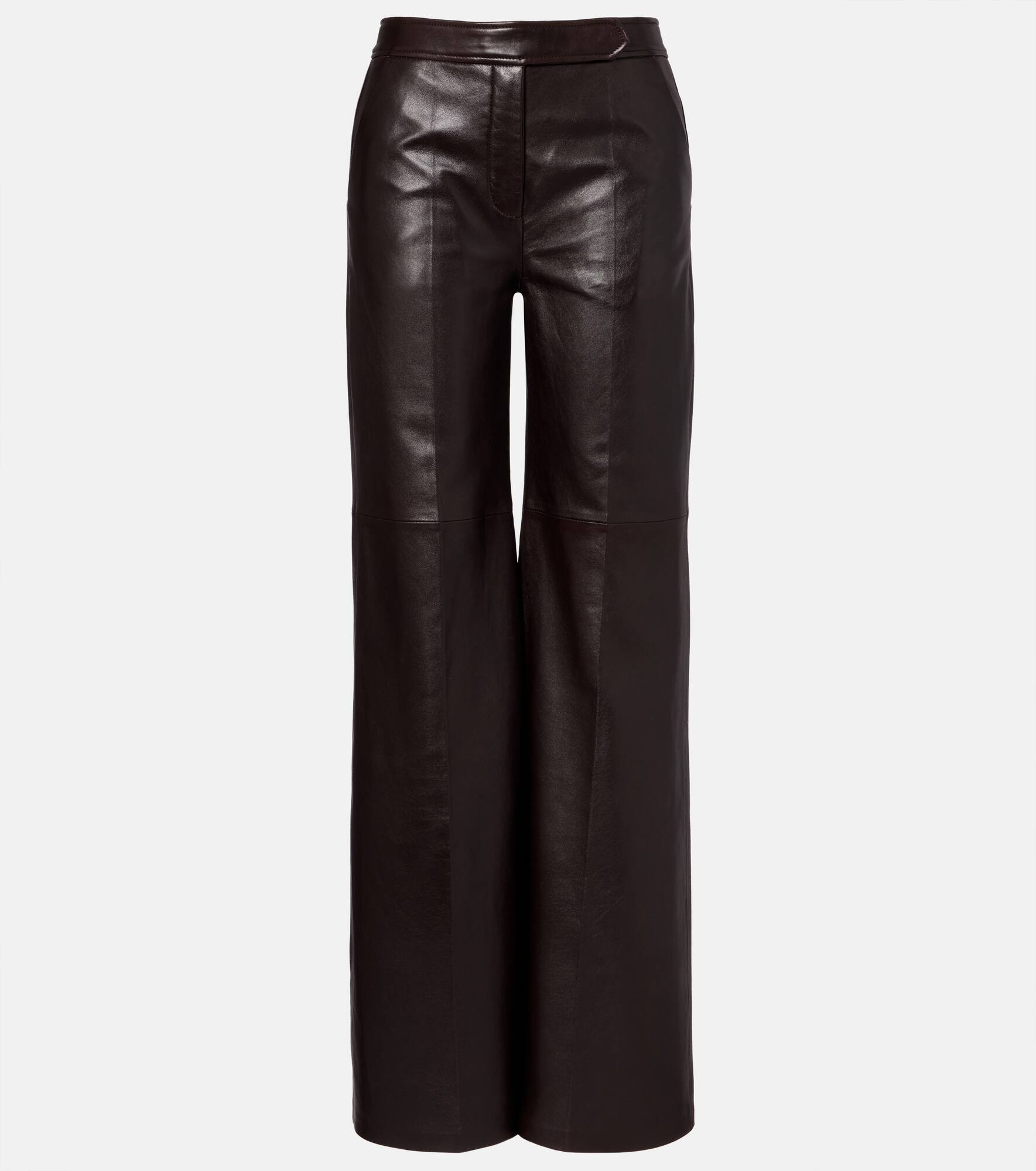High-rise leather flared pants - 1