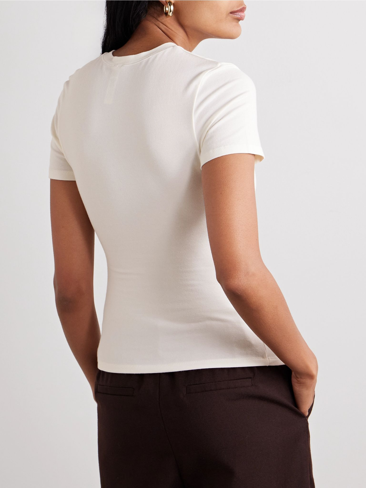 Stretch-cotton jersey T-shirt - Marble Ivory - 3