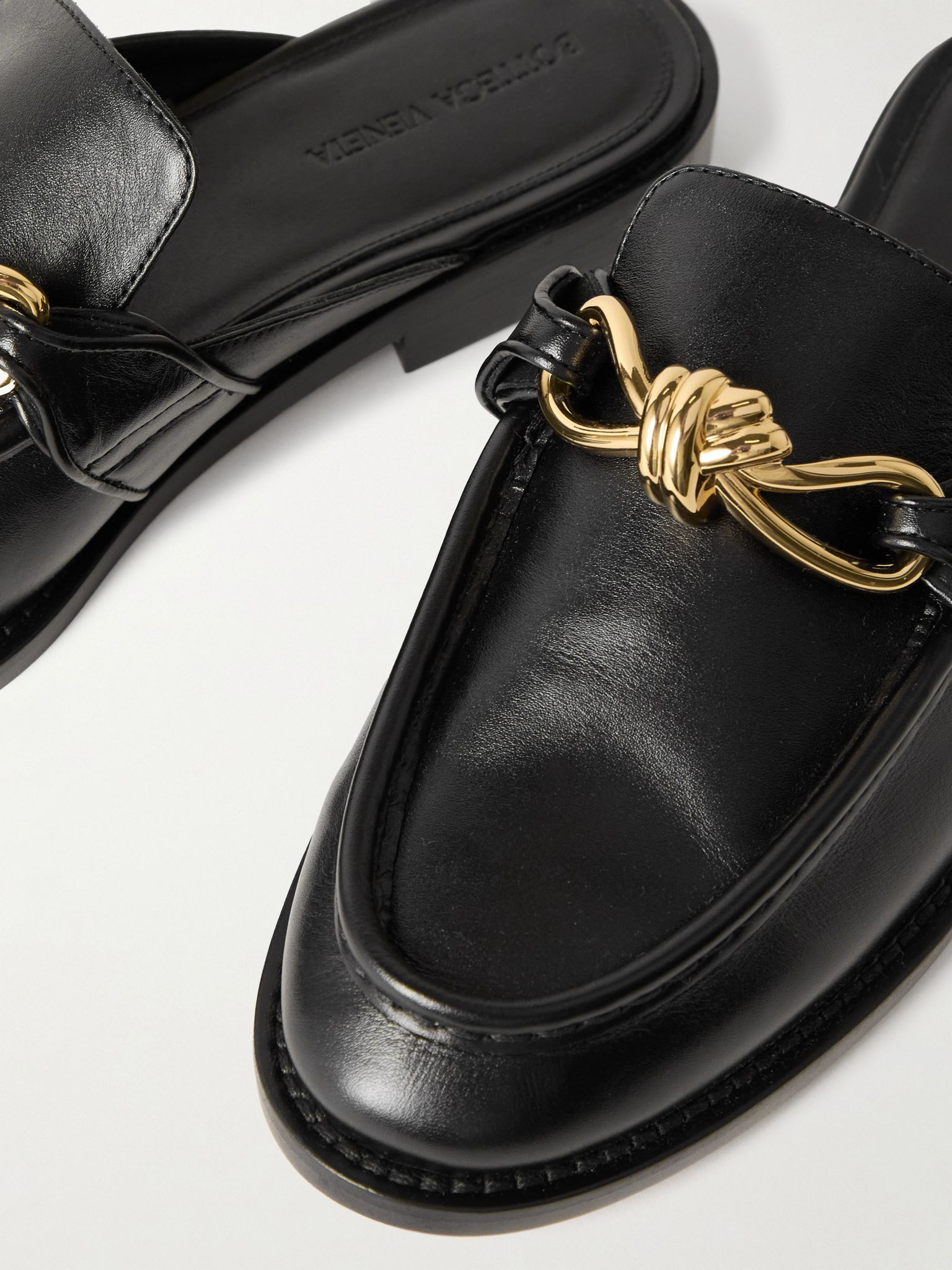 Astaire embellished leather slippers Black - 4