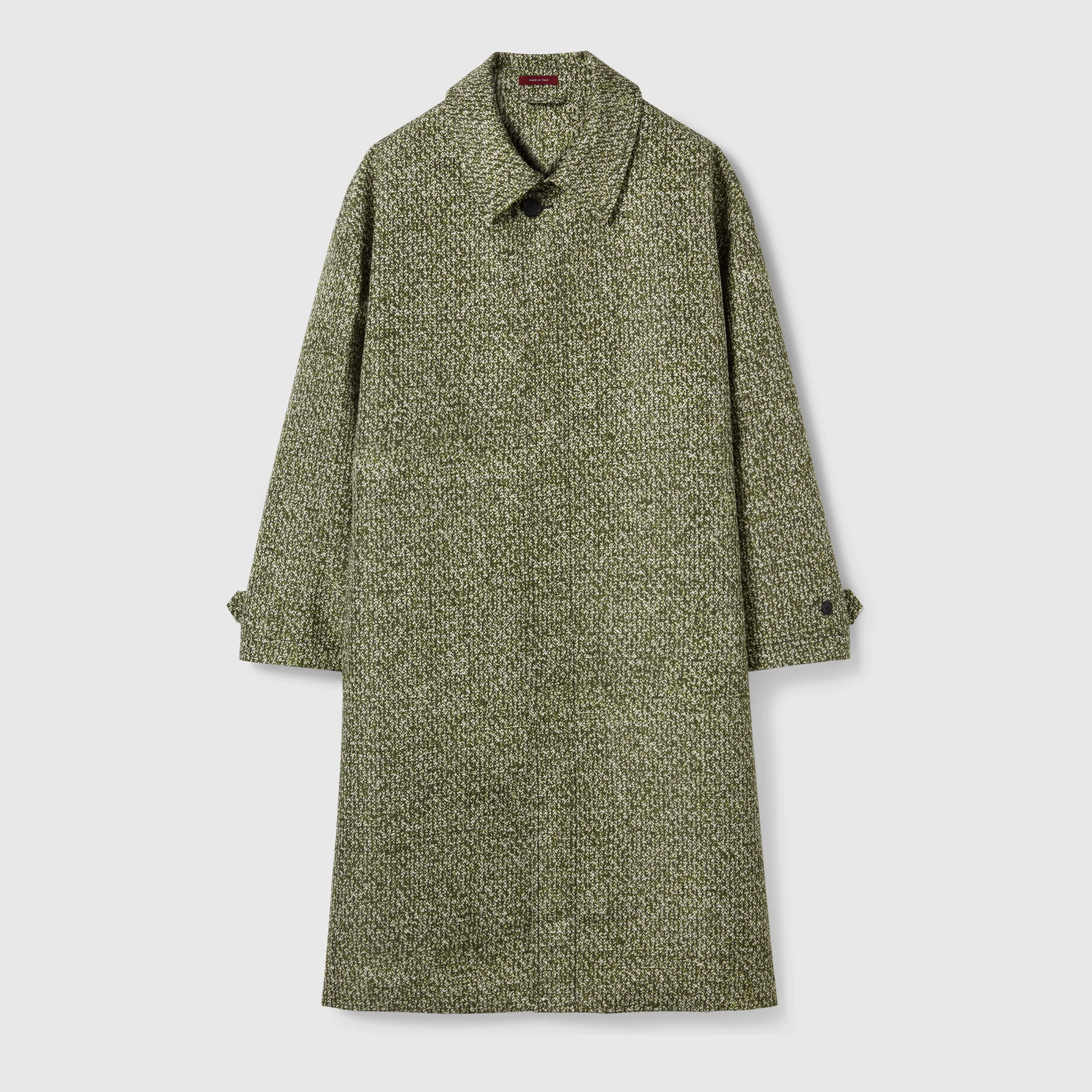 Bonded poplin coat with bouclé print - 1