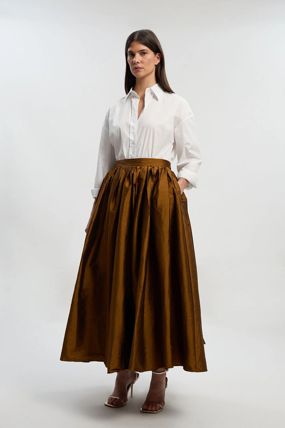 Taffeta Woven Maxi Skirt - 1