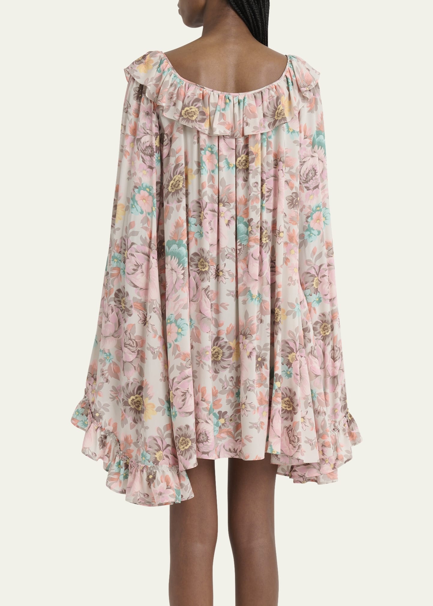 Ruffle-Trim Silk Mini Shift Dress - 3