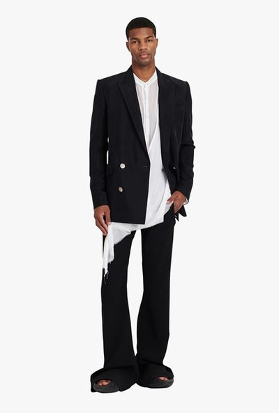 Balmain Black cuprammonium rayon blazer with double-breasted silver-tone buttoned fastening outlook