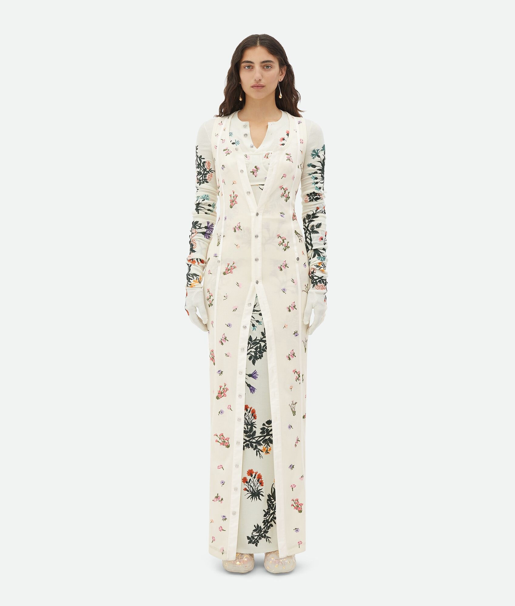Wool Flowers Long Dress - 1