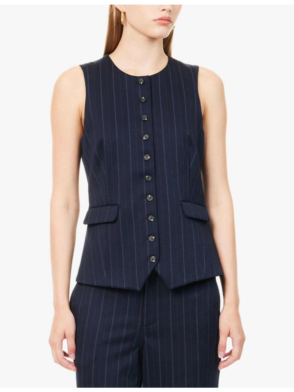 Irina Ponte Striped Stretch-Woven Vest - 3